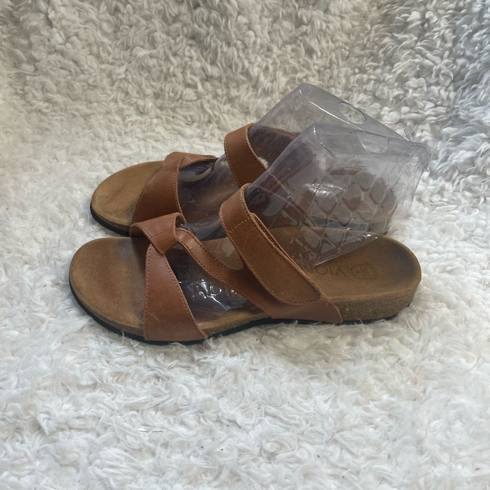 Vionic  Pamplona leather Tan  straps Ortho heel slide sandals  SZ8.5 - Picture 4 of 10
